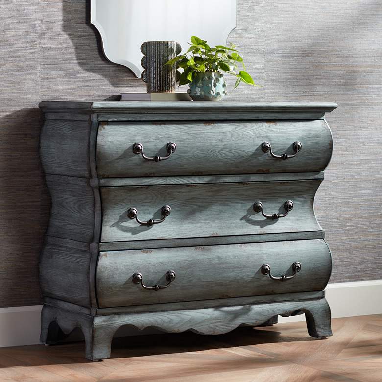 Image 1 Coast to Coast Sherwood 39" Wide Traditional Aged Blue 3-Drawer Chest