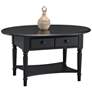 Coastal 36" Wide Swan Black 2-Drawer Oval Coffee Table