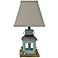 Coastal Blue Lantern Accent Table Lamp with Night Light