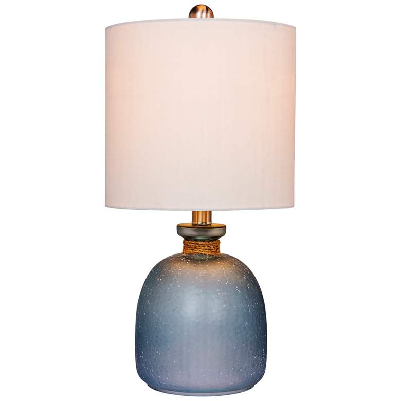 Image 1 Coastal Bottle 19 1/2 inchH Frosted Blue Glass Accent Table Lamp