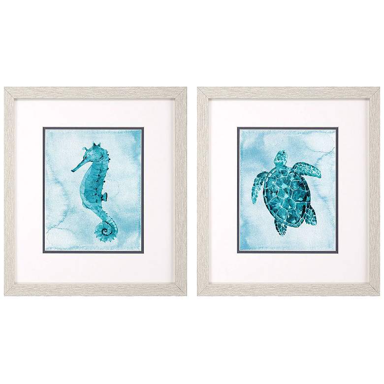 Image 1 Coastal Creatures 14"W x 16"H Framed Art Set of 2