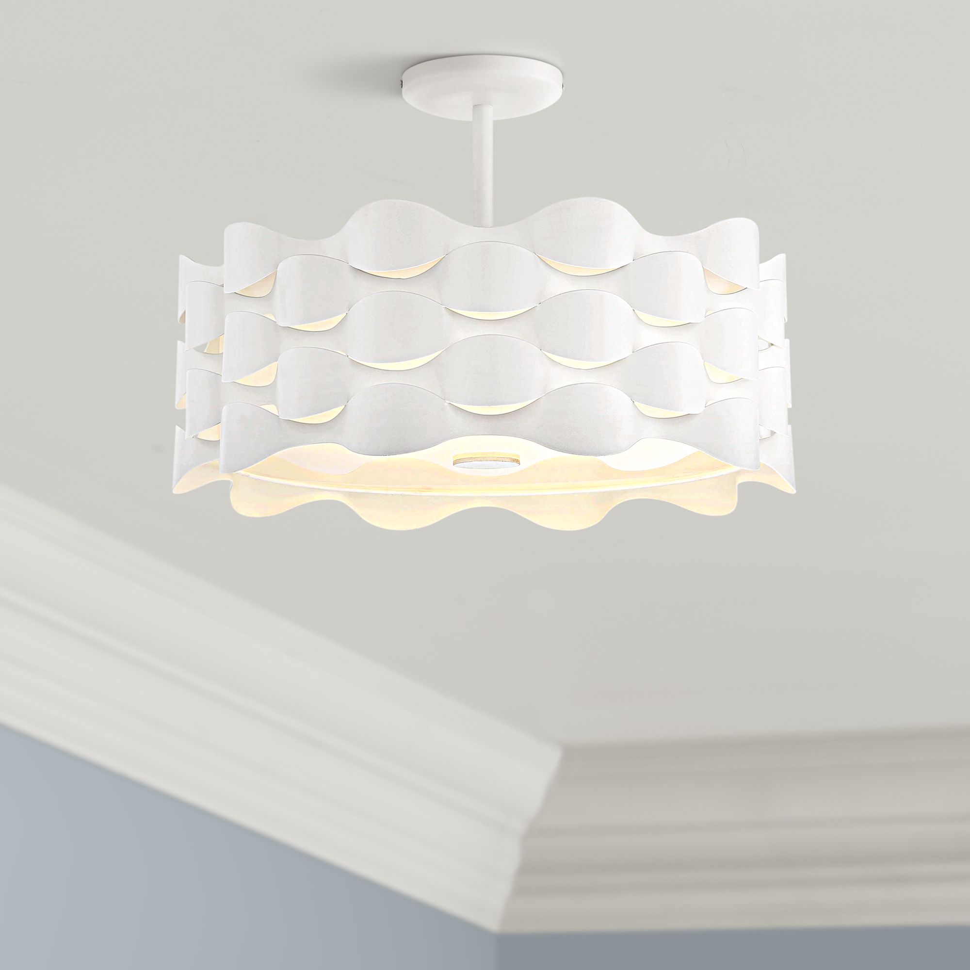 semi flush white ceiling light