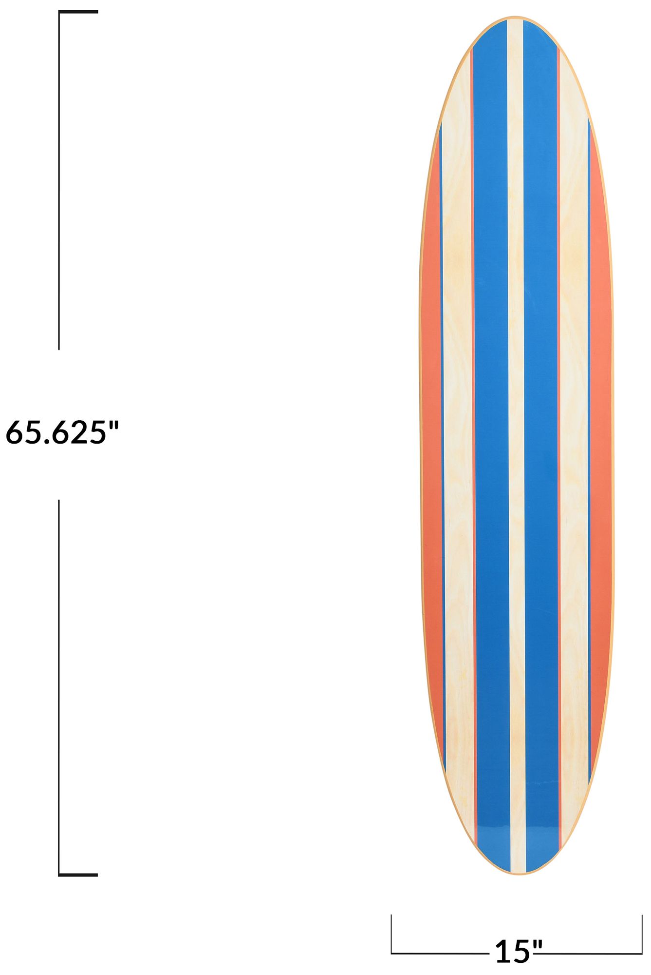 Image 3 Coastal Decorative Surfboard Wall Decor Red & Blue Stripes more views