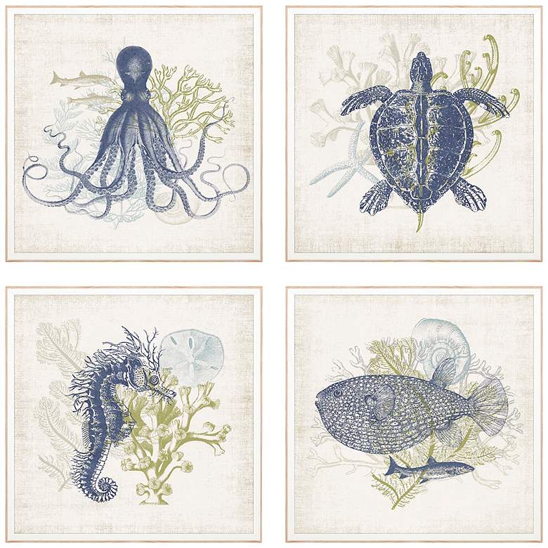 Image 2 Coastal Ephemera 18" Square 4-Piece Giclee Wall Art Set