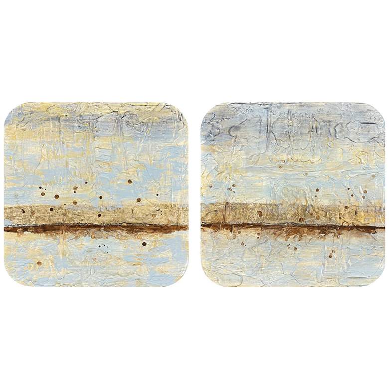 Image 1 Coastal Horizon II 12"W x 12"H Wall Sculpture Set of 2