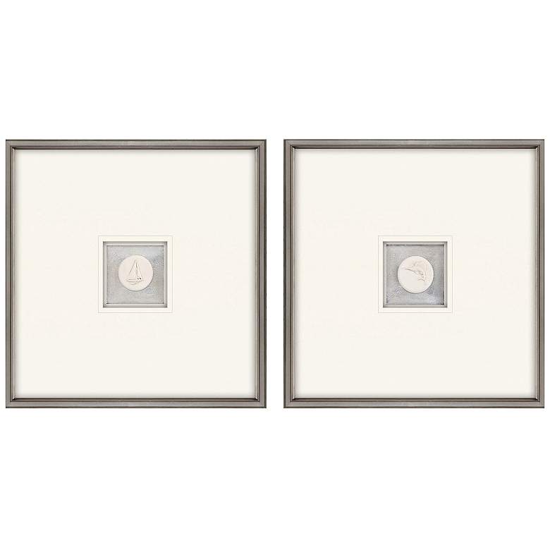 Image 1 Coastal Intaglio I 21"W x 21"H Framed Art Set of 2