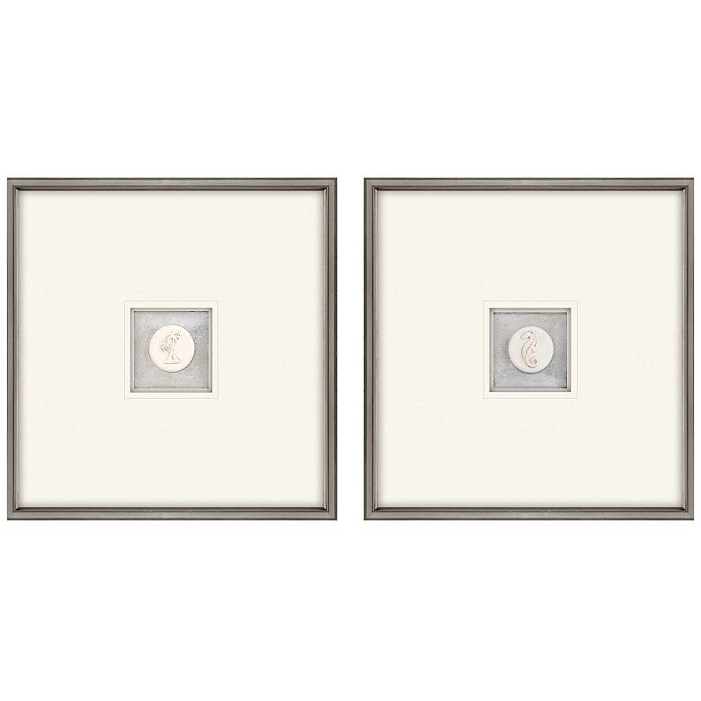 Image 1 Coastal Intaglio III 21"W x 21"H Framed Art Set of 2