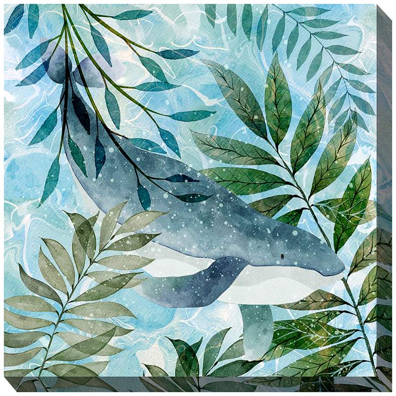 Image 2 Coastal Manatee 24" Square Outdoor Canvas Wall Art
