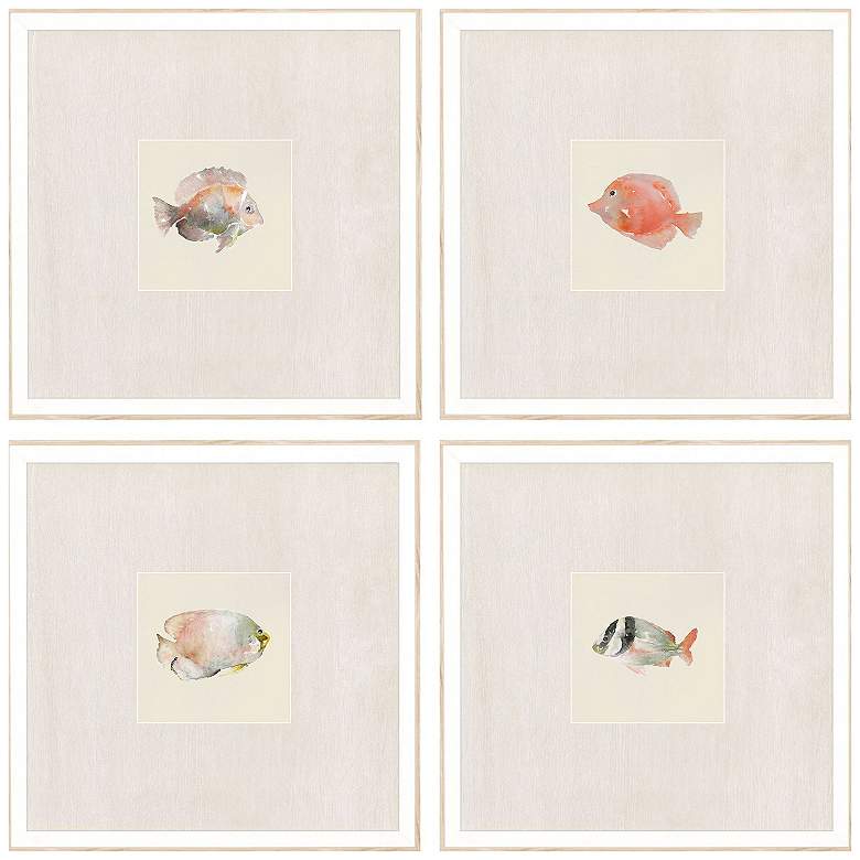 Image 1 Coastal Medley 15"W x 15"H Framed Art Set of 4