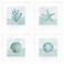 Coastal Mosaic 19"W x 19"H Framed Wall Art Set of 4