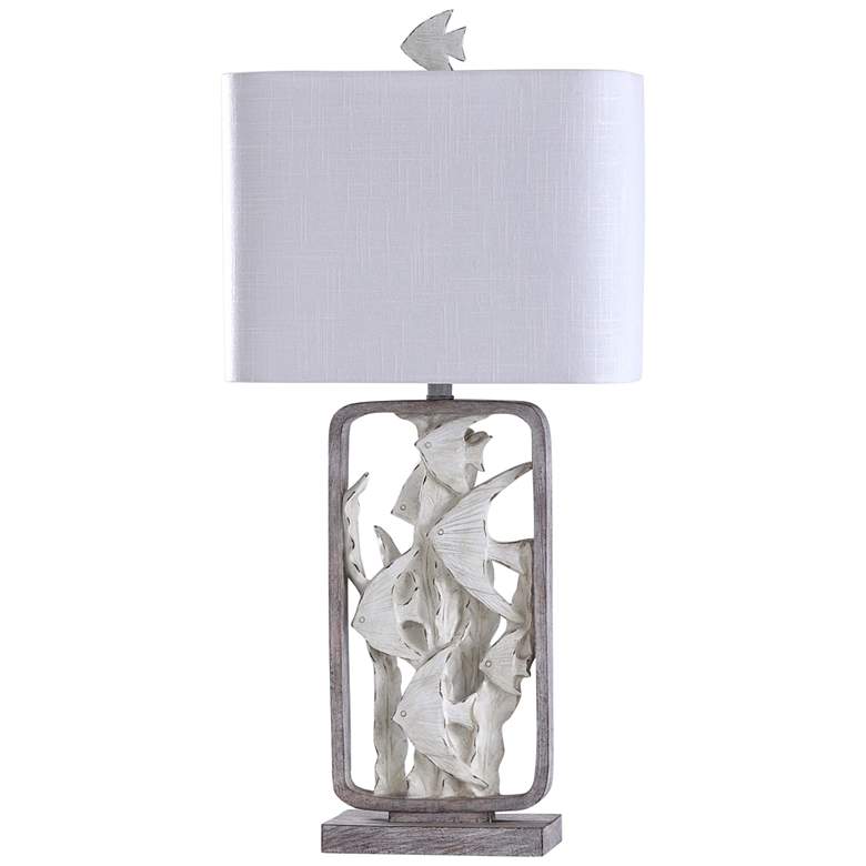 Image 2 Coastal Ocean Cream and Gray Handcrafted Tropical Fish Table Lamp