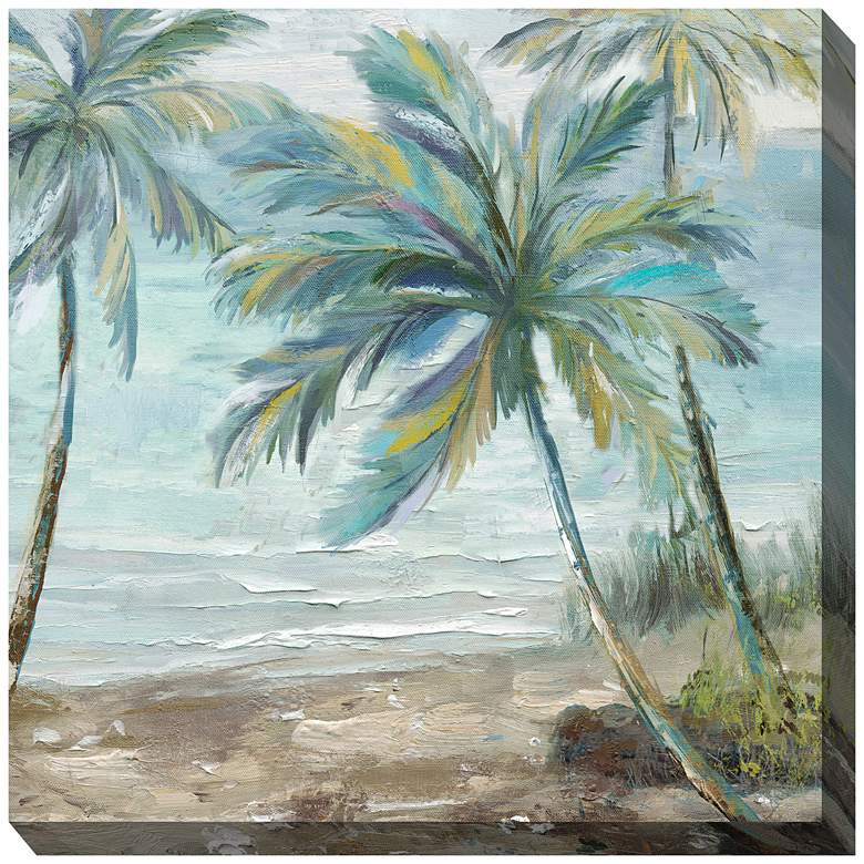 Image 1 Coastal Palm 2 24 inch Square Outdoor Canvas Wall Art