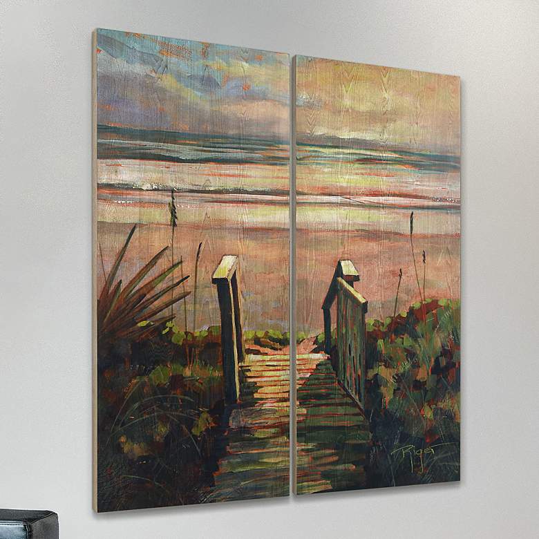 Image 1 Coastal Paradise Found 60"H 2-Piece Giclee Wood Wall Art Set