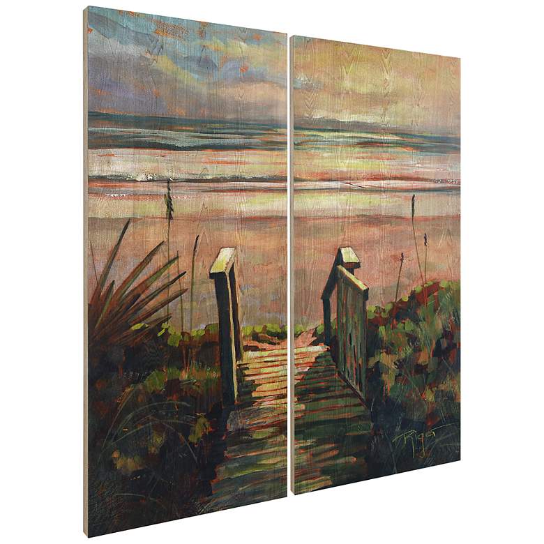 Image 5 Coastal Paradise Found 60 inchH 2-Piece Giclee Wood Wall Art Set more views