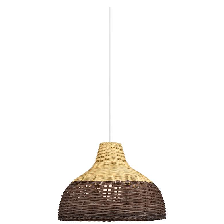 Image 1 Coastal Rattan 14" Wide Two-Tone Pendant Light