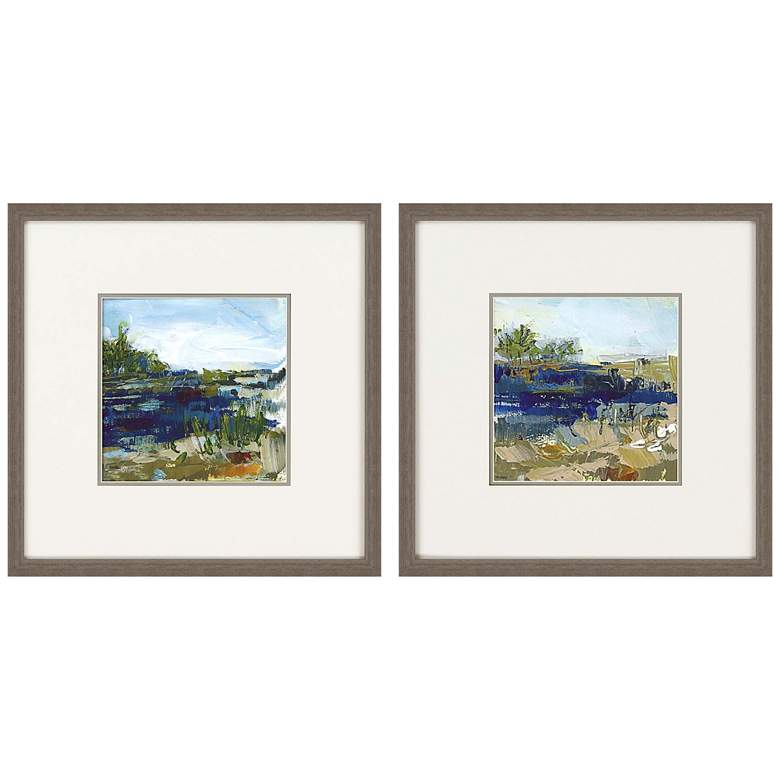 Image 2 Coastal Sand 21 inch Square 2-Piece Framed Giclee Wall Art Set 