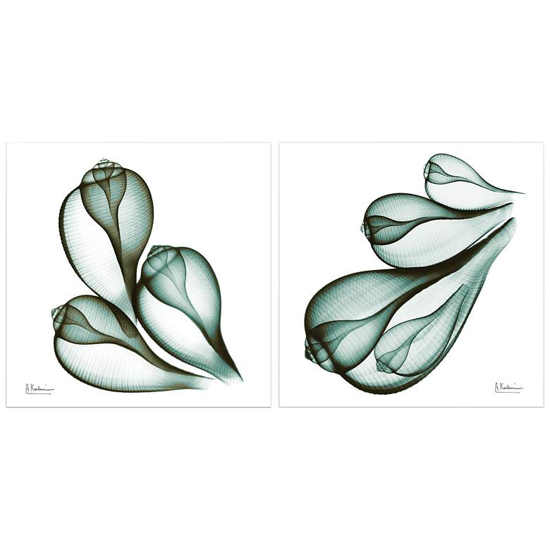 Image 2 Coastal Serenity 48" Wide 2-Piece Glass Wall Art Set