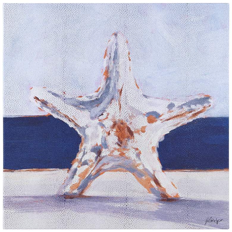 Image 1 Coastal Serenity II" Starfish Rendered on Shagreen Wrapped Canvas Wall