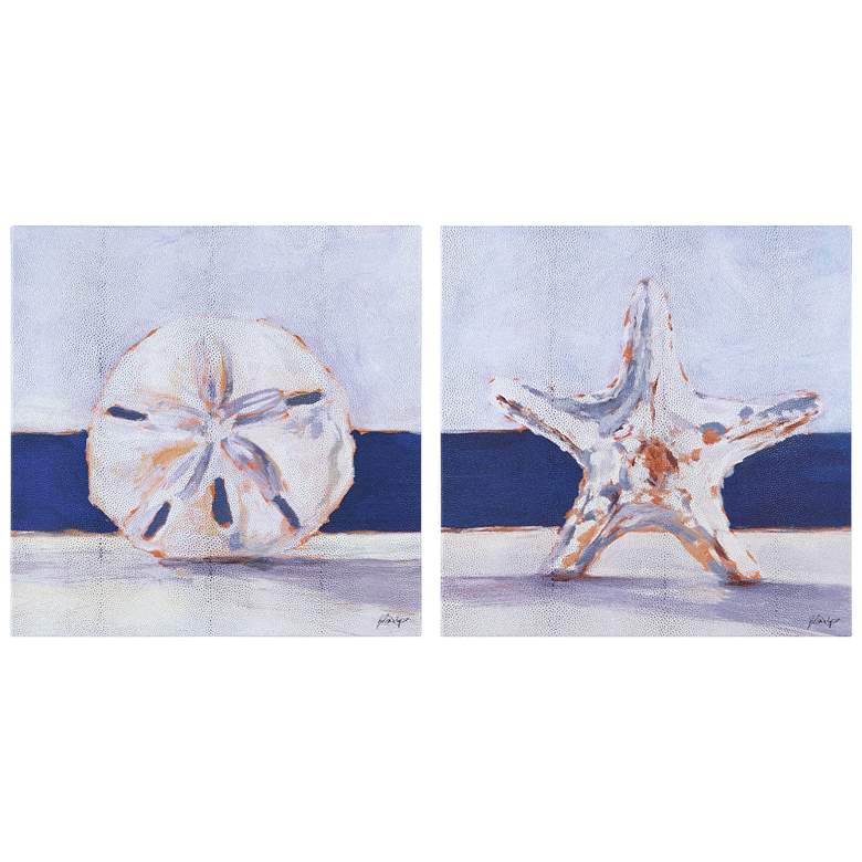 Image 1 Coastal Serenity" Beach-themed Art on Shagreen Wrapped Canvas Wall Art