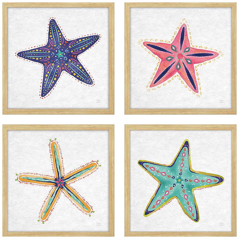 Image 1 Coastal Starfish 18"W x 18"H Framed Art Set of 4