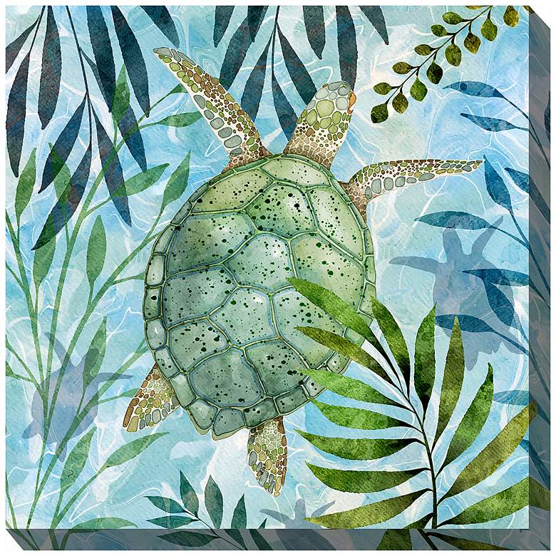 Image 2 Coastal Turtle 24" Square Outdoor Canvas Wall Art
