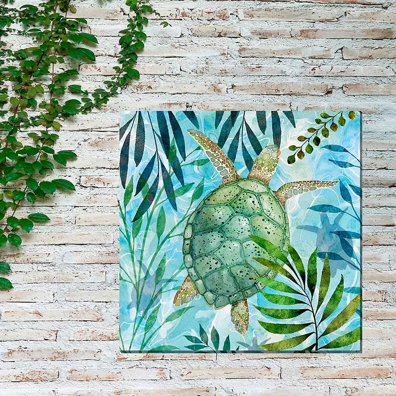 Image 4 Coastal Turtle 24" Square Outdoor Canvas Wall Art more views