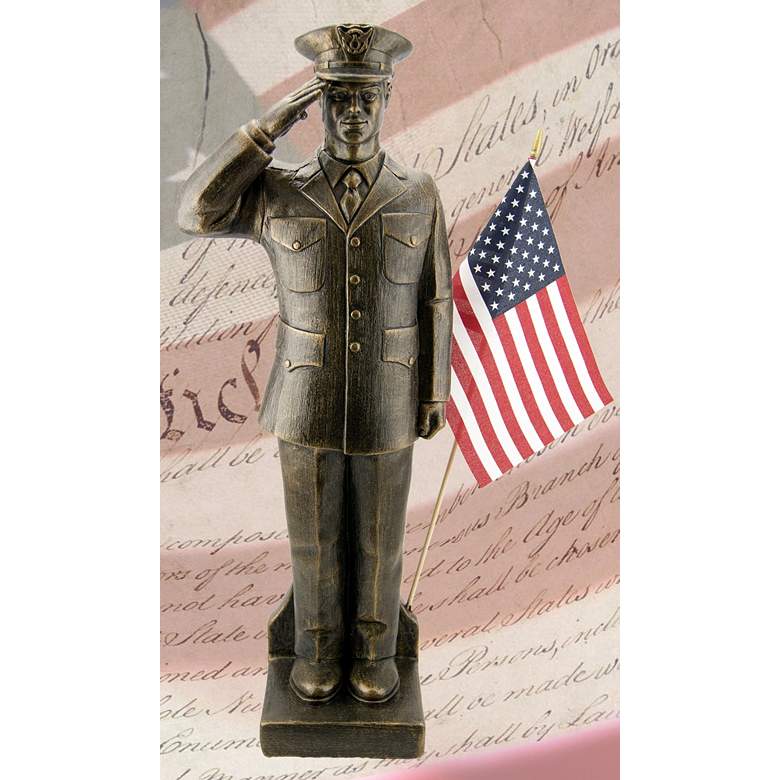 Image 1 Coastguard 30 inch High Bronze Outdoor Statue with Flag