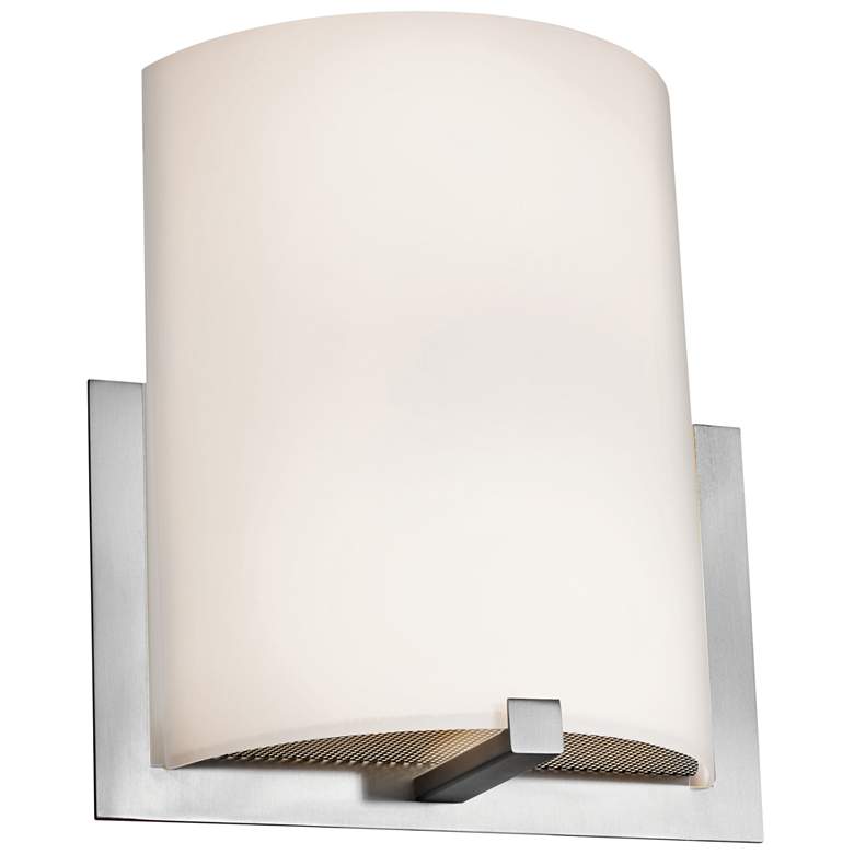 Image 1 Cobalt 11 1/2 inchH Brushed Steel Wall Sconce with Opal Shade
