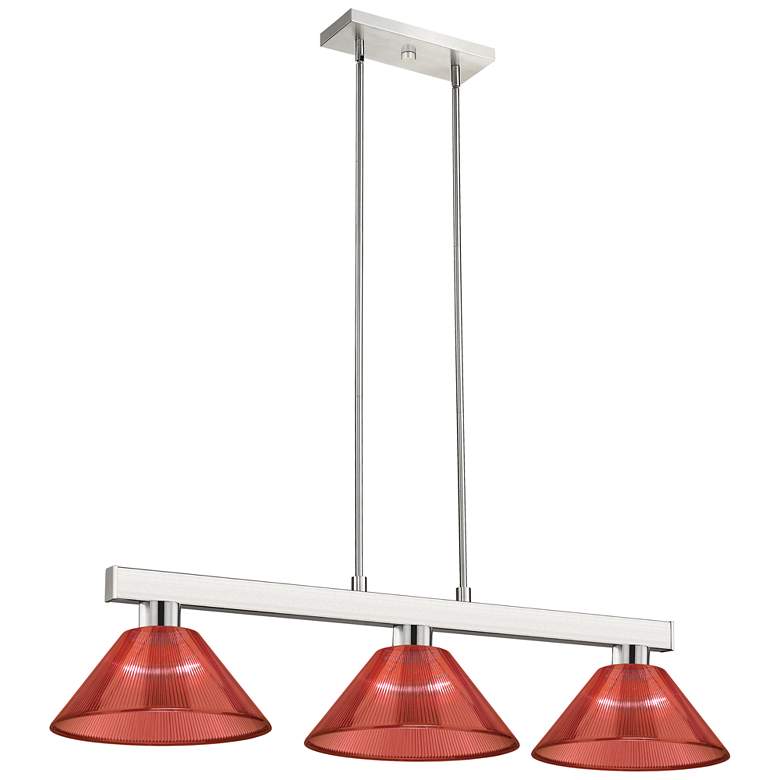 Image 1 Cobalt 46" Wide Brushed Nickel 3-Light Billiard Pendant