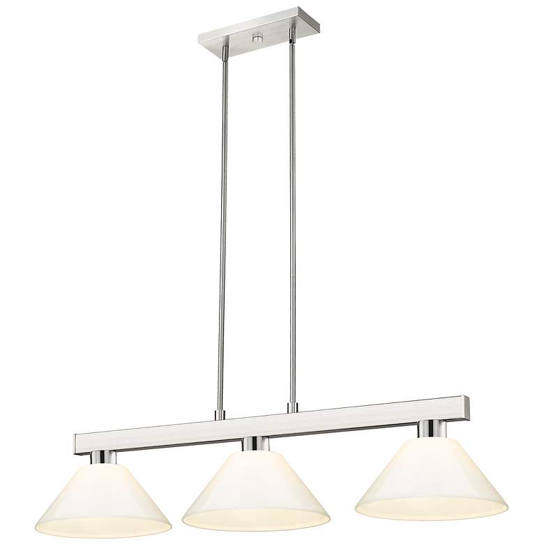Image 2 Cobalt 46" Wide Brushed Nickel 3-Light Billiard Pendant