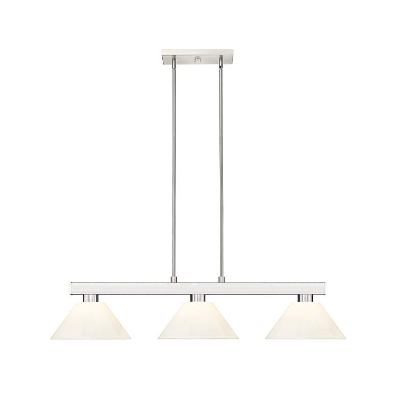 Image 4 Cobalt 46" Wide Brushed Nickel 3-Light Billiard Pendant more views