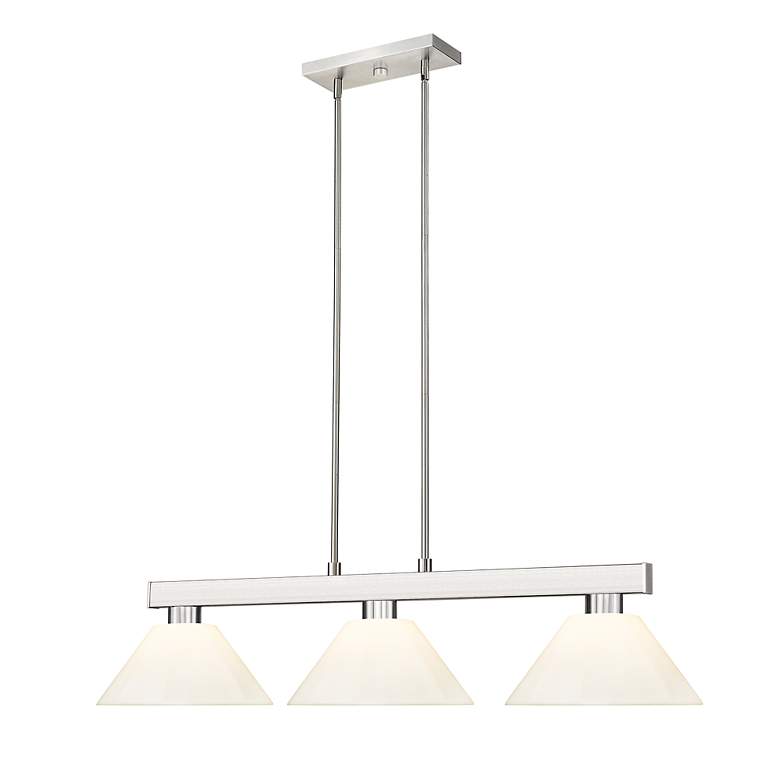 Image 5 Cobalt 46" Wide Brushed Nickel 3-Light Billiard Pendant more views