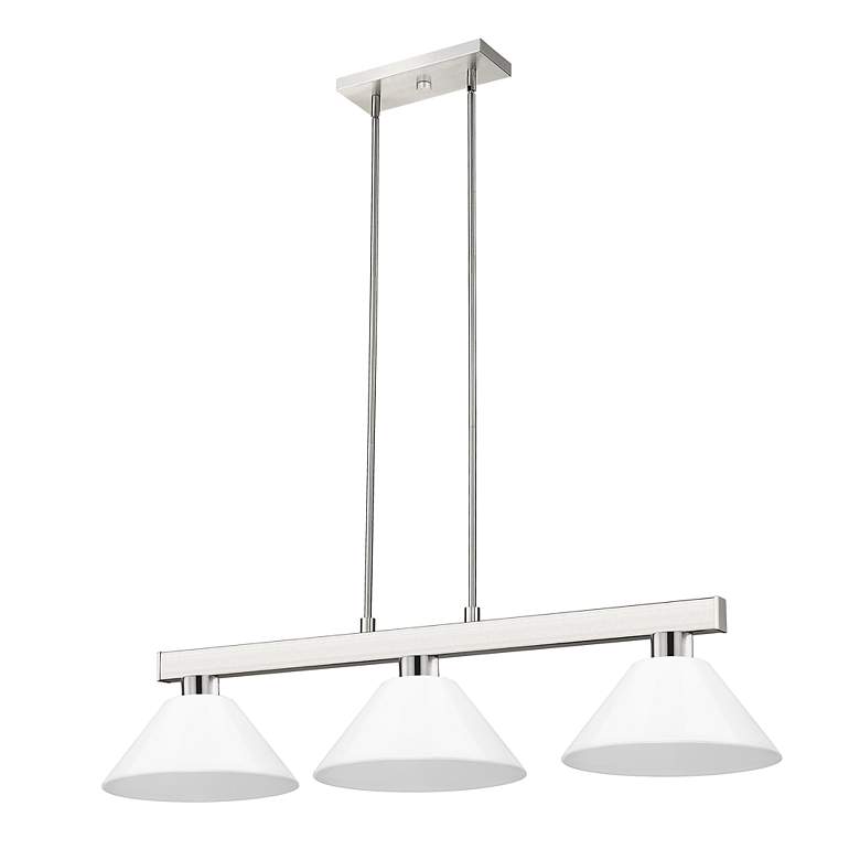 Image 7 Cobalt 46" Wide Brushed Nickel 3-Light Billiard Pendant more views