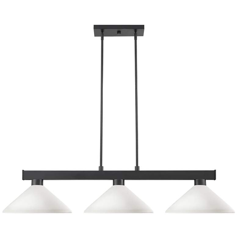 Image 1 Cobalt 46" Wide Matte Black 3-Light Billiard Pendant