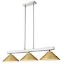 2_Cobalt 46"W Brushed Nickel and Gold 3-Light Billiard Pendant