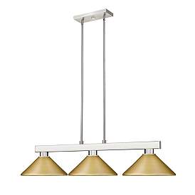 Image5 of Cobalt 46"W Brushed Nickel and Gold 3-Light Billiard Pendant more views