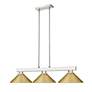 5_Cobalt 46"W Brushed Nickel and Gold 3-Light Billiard Pendant more views