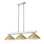 7_Cobalt 46"W Brushed Nickel and Gold 3-Light Billiard Pendant more views
