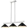 3_Cobalt 46"W Brushed Nickel Black 3-Light Billiard Pendant
