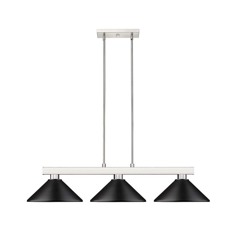 Image 5 Cobalt 46"W Brushed Nickel Black 3-Light Billiard Pendant more views