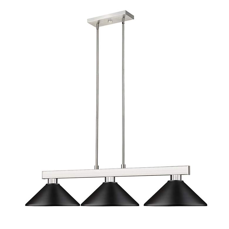 Image 6 Cobalt 46"W Brushed Nickel Black 3-Light Billiard Pendant more views