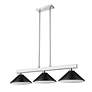 Cobalt 46"W Brushed Nickel Black 3-Light Billiard Pendant in scene