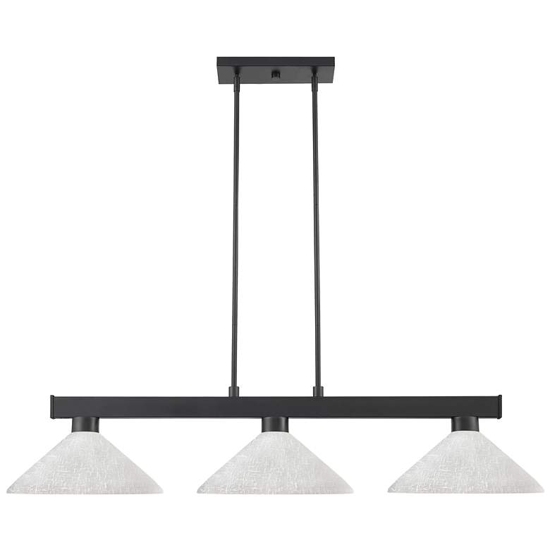 Image 1 Cobalt 46"W Matte Black White Glass 3-Light Billiard Pendant