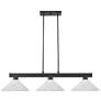 Cobalt 46"W Matte Black White Glass 3-Light Billiard Pendant