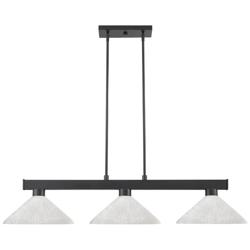 Cobalt 46"W Matte Black White Glass 3-Light Billiard Pendant