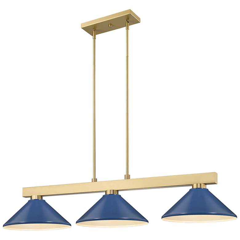 Image 3 Cobalt 49 3/4" Wide Modern Gold 3-Light Billiard Pendant