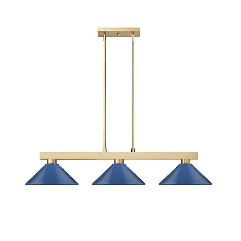 Image 5 Cobalt 49 3/4" Wide Modern Gold 3-Light Billiard Pendant more views