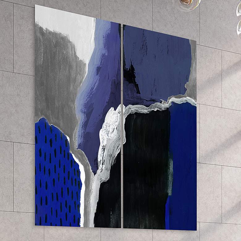 Image 2 Cobalt Abstract 72"W 2-Piece Tempered Glass Graphic Wall Art