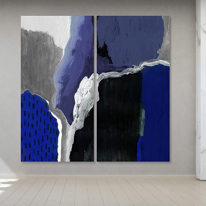 Image 6 Cobalt Abstract 72"W 2-Piece Tempered Glass Graphic Wall Art more views