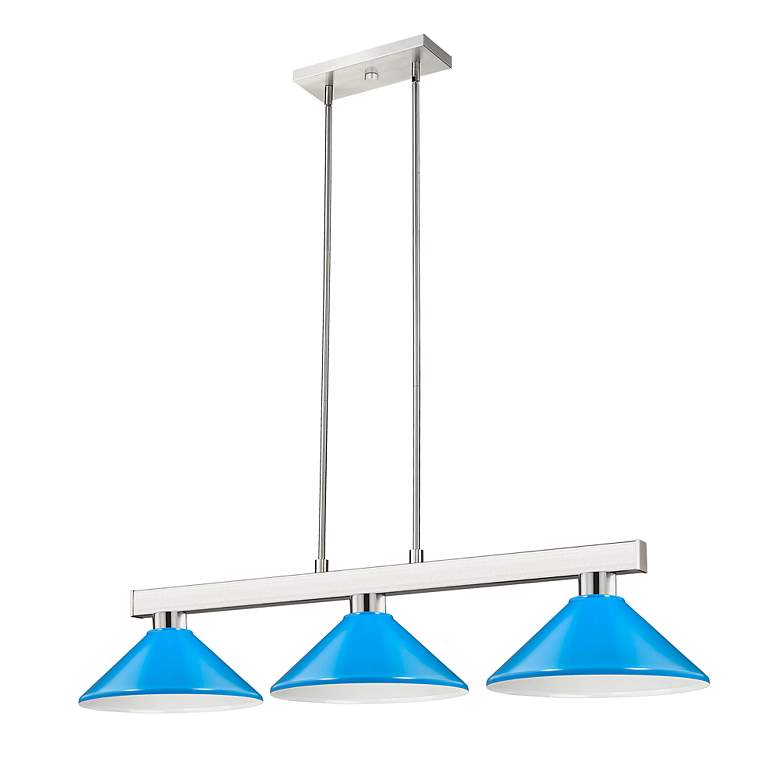 Image 7 Cobalt by Z-Lite Brushed Nickel 3 Light Billiard Light more views